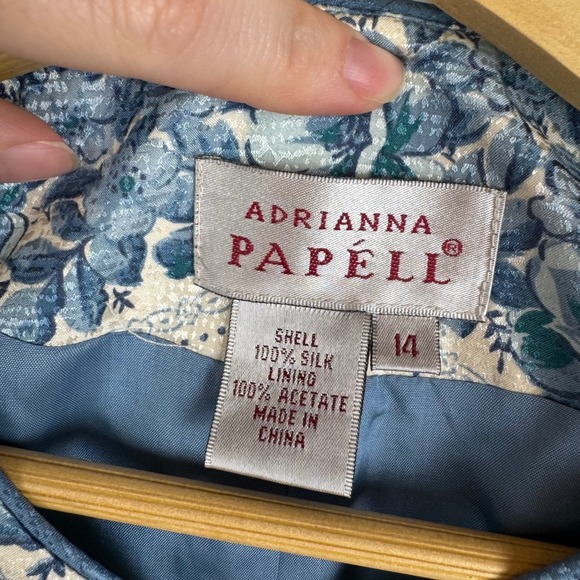 Adrianna Papell VTG 100% Silk Floral‎ Jacket Size 14 Button Front Elegant Formal - Picture 6 of 9